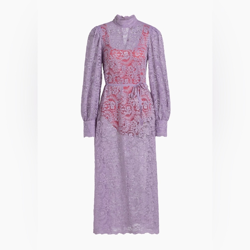Farm Rio Lilac Lace Midi Dress